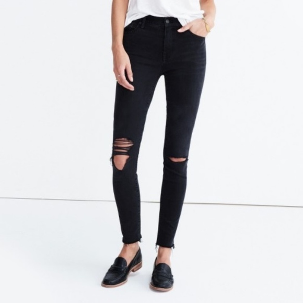 MADEWELL 9" High-Rise Skinny Jeans in Black (S27)